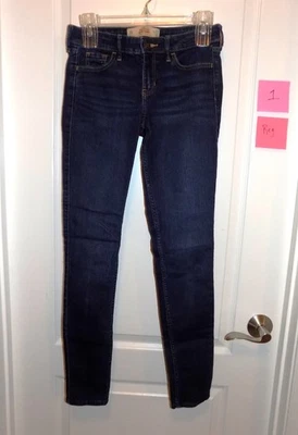 Y2K HOLLISTER Womens 1R 25x33 Low Rise Dark Wash Super Skinny Jeans VTG - Image 1 of 4