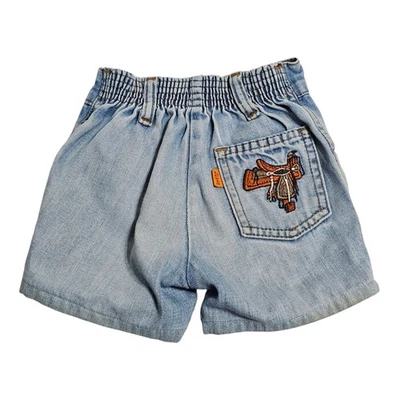 Pantalones Cortos Vintage Levi’s Naranja Tab 2T Cintura Elástica Caballo Sillín Bordado Años 70 Foto 1 de 4