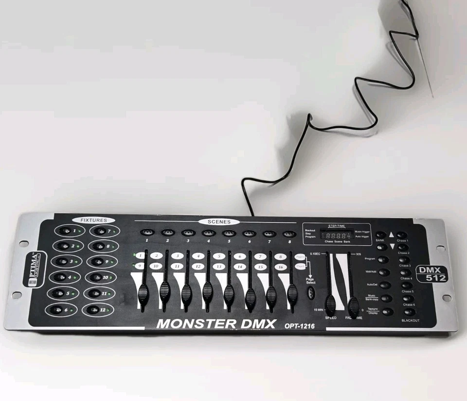 Optima Lighting Monster DMX OPT-1216 con fuente de alimentación probada funciona Foto 1 de 4