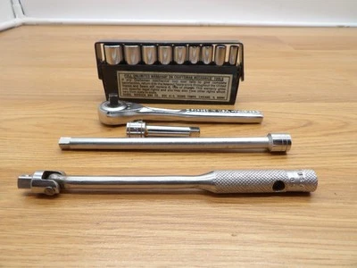 Craftsman 1/4" Drive 9 Piece 6 Point SAE Deep Socket Set USA & 1/4 Ratchet 43186 - Image 1 of 4
