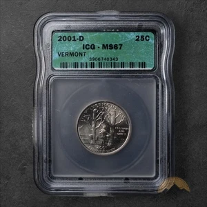 2001-D Vermont State Quarter 25c - ICG MS67 - Denver - Picture 1 of 2