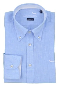 HARMONT & BLAINE men's blue linen shirt REGULAR CRL014 B 010883 810 - Picture 1 of 3