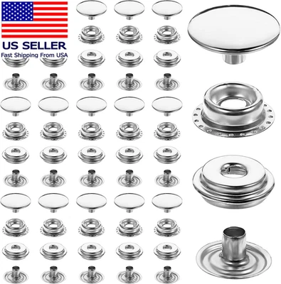 240 PCS 60 Sets Stainless Steel Snap Button Kit, Heavy Duty 15Mm Metal Snap-Fast - Image 1 of 4
