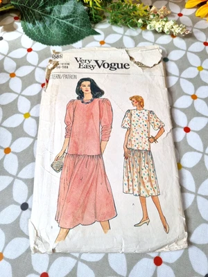 Vogue 8585 Sewing Pattern Drop Waist Dress Size US 14 Vintage BEE RETRO - Image 1 of 4