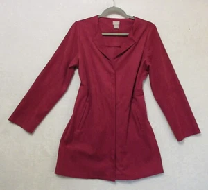 CHICO Jacket Women Size 0 Raspberry  Faux Suede Stretch Open Long Line Pockets - Picture 1 of 9