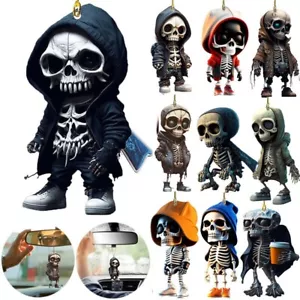 1x Cool Skeleton Figures Gothic Home Decor Cool Skull Ornament Car Ornament Gift - Picture 1 of 27