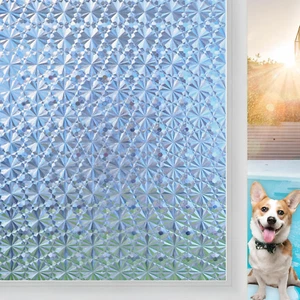 Window Privacy Film 3D Diamond Pattern Vinyl Non Adhesive Static Cling Decorativ - Picture 1 of 7