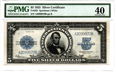 Fr. 282 1923 Silver Certificate PMG Extremely Fine 40 - Image 1 of 2