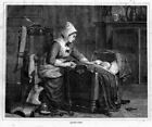 MOTHER WITH BABY AND CRADLE ANXIOUS TIMES FEARFUL EXPECTATIONS ANTIQUE 1871 BABY
