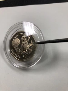 1992 Gibraltar Christmas - Santa With Balloon -  50 Pence Coin - Picture 1 of 3