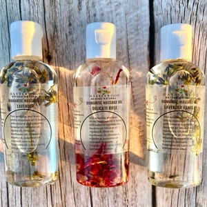 Set of 3 Romantic Massage Oil for Couples, Organic body Oil with Vitamin E and A - Picture 1 of 5