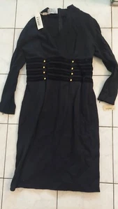 Damas Nuevo con Etiquetas Vestido Gianfranco Ferre Lana Negro Alta Costura Formal Talla 48 De Colección Raro - Imagen 1 de 11