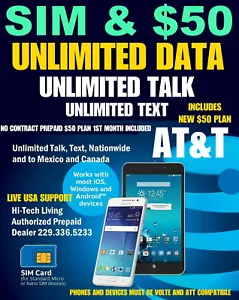 AT&T SIM INCLUDES 30 DAYS $50 ✅ UNLIMITED T/T + 4G/5G DATA ✅ TRUSTED DEALER - Picture 1 of 2