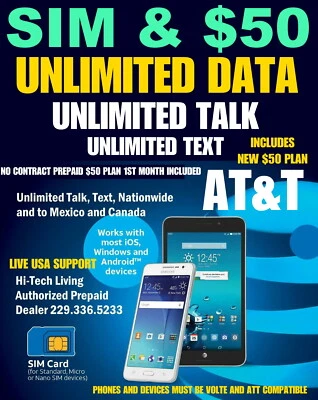AT&T SIM INCLUDES 30 DAYS  $50  ✅ UNLIMITED T/T + 4G/5G DATA ✅ TRUSTED DEALER - Image 1 of 2