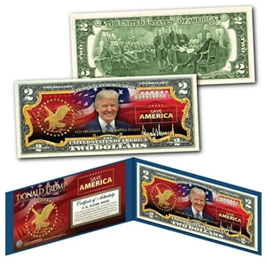 DONALD TRUMP President SAVE AMERICA Official Genuine Legal Tender $2 U.S. Bill - Picture 1 of 3