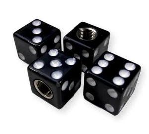 55 56 57 Chevy Black Dice Tire Valve Stem Caps 1955 1956 1957 Chevrolet New - Picture 1 of 3