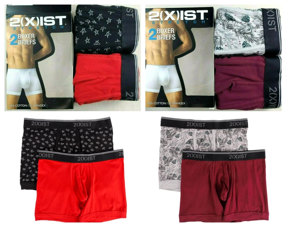 Paquete de 2 calzoncillos boxer para hombre 2(X)IST M o L negro rojo pino logotipo algodón elástico nuevos Foto 1 de 1