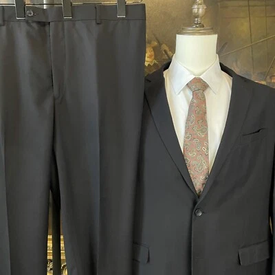 Traje Egara Naranja 48L 44 x 30 2 Piezas Extremo Calce Ajustado Negro 2 Botones Frente Plano Foto 1 de 4