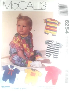 Romper One Piece McCalls 6254 Sewing Pattern Infants Knit Outfit babies UC FF - Picture 1 of 5