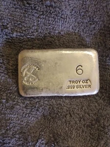 6 oz .999 Fine Silver Poured Bar Prospectors Gold & Gems Pickaxe, Pan, & Shovel - Picture 1 of 2