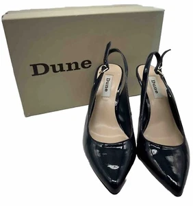 Dune Caddie Shoes 6 Eur 39 Navy Reptile Mid Stiletto Heel Pointed Slingback Box - Picture 1 of 15