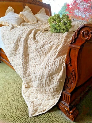 ** NEW ** ~ " SOFT SURROUNDINGS " ~ " COEUR DE MAISON " ~ COVERLET QUEEN ~ TAUPE - Image 1 of 4