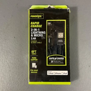 PowerXcel Durable 6 Ft. Rapid Charge 2-in-1 8 Pin Connector & Micro 2.4A Cable - Picture 1 of 24
