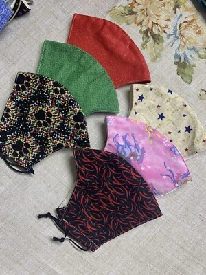 Mascarilla facial hecha a mano 100 % algodón/tela/tela lavable/reutilizable, hecha en Texas Foto 1 de 4