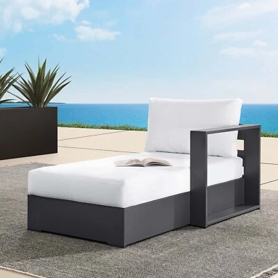 Chaise lounge modular orientado a la derecha de aluminio con recubrimiento en polvo Modway Foto 1 de 4
