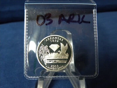 2003 S SILVER GEM PROOF ARKANSAS STATE QUARTER 90% SILVER FREE SHIP - Image 1 of 2