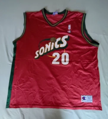 RARE VINTAGE 90s CHAMPION SEATTLE SUPER SONICS Gary Payton Jersey NBA MEN 52 XXL - Image 1 of 4