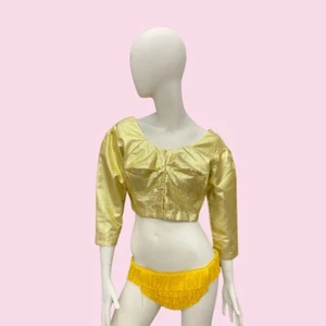 VA VA VOOM 1950's Gold Lamé Handmade Burlesque Pinup Cropped Top - Picture 1 of 7