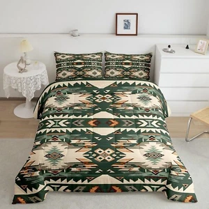 Feelyou Green Southwestern Bedding Set Twin Size Geometric Comforter Set Trib... - Picture 1 of 7