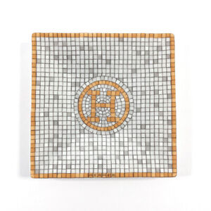 HERMES Tableware Mosaic Van Quatre Petite square plate Porcelain Orange/white
