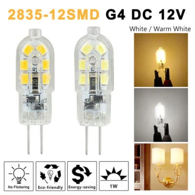 5/10Pack G4 2835 SMD Bi-pin 12 LED Lamp Light Bulb DC 12V 6000K White & Warm - Image 1 of 4