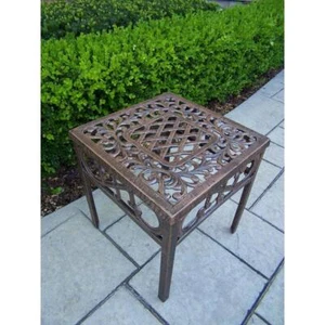 Unbranded Patio Side Table 17" x 18.5" x 17" Cast Aluminum Square Antique Bronze - Picture 1 of 2