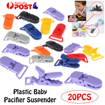 20 Random Colored Plastic Baby Pacifier Suspender Dummy Clip Badge Holder Craft - image 1 of 4