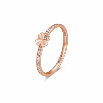 Anello quadrifoglio argento rosa e zirconi Rosato RZA022 - Immagine 1 di 2