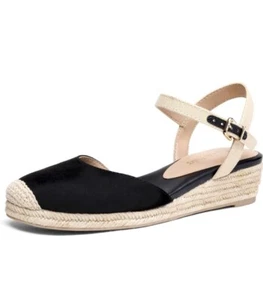 DREAM PAIRS Women's Closed Toe Elastic Ankle Strap Espadrilles Wedge Sandals 11 - Picture 1 of 5