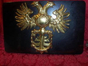 GRANDE STEMMA MASSONICO RITO SCOZZESE DOPPIA TESTA AQUILA BATTENTE PORTA OTTONE - Foto 1 di 7
