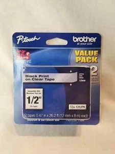 Brother TZe1312PK Label Tape 1/2" Black Print on Clear Tape TZe-131 - NEW/SEALED - Picture 1 of 1