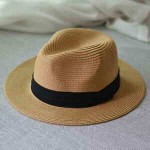 Panama Hat Men Women Summer Cap Beach Jazz Hats Wide Brim Straw Fold-able Caps