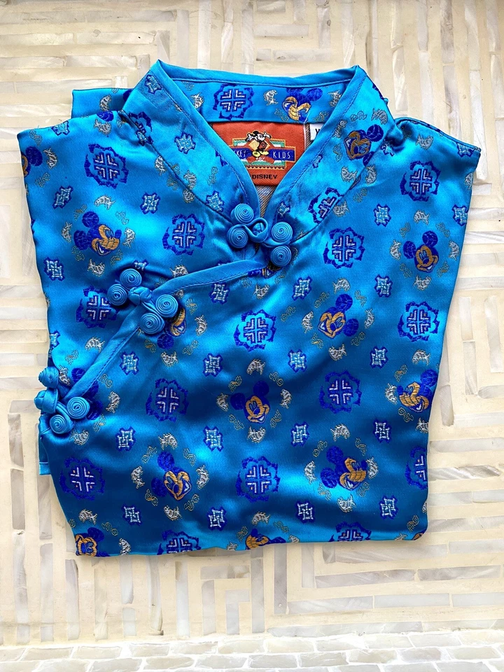 Girl Chinese Traditional QIPAO Costume New Year Short Sleeve Embroidered Dress M - Image 1 of 4