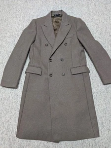 vintage OVERCOAT double breasted 40 trench THICK WOOL brown AMERICAN MALE - Picture 1 of 12
