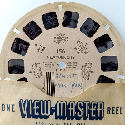VIEW-MASTER 3D REEL ⭐ NEW YORK CITY ⭐ USA, Stereo Bildscheibe mit 7 Fotos No 156 - Bild 1 von 4