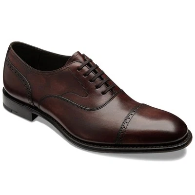 Loake Mens Hughes Leather Shoes Black Chestnut Burgundy - Image 1 of 4