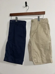 Lot of 2 GAP Old Navy Chino Uniform Shorts 8" Size 12 Navy Blue Khaki - Picture 1 of 8