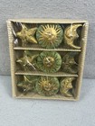 Vintage 90s Celestial Sun and Moon Tea Candles Set Of 9 Gold & Green