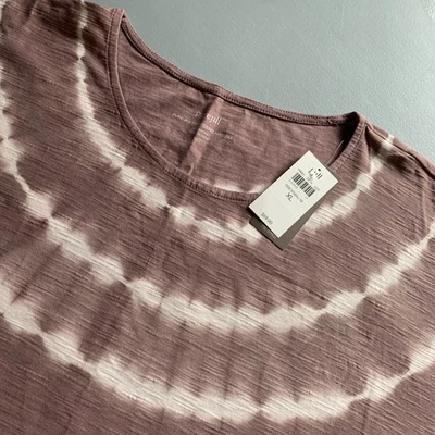 NUEVO CON ETIQUETAS Camisa Pure Jill Para Mujer XL Alta Ahumada Malva Teñida con Corbata Camiseta Relajada J Jill Foto 1 de 4