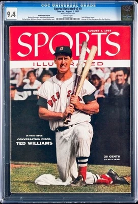 Quiosco Sports Illustrated Ted Williams 1955 sin etiqueta Boston Red Sox CGC 9,4 Foto 1 de 2